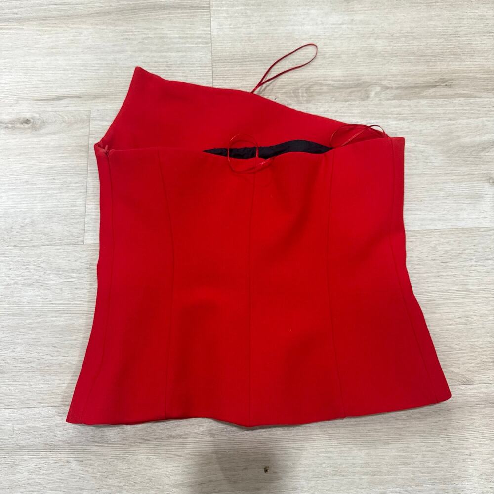 ZARA Red Asymmetric Bustier Top One Shoulder Strapless Party Top Medium - Picture 3 of 5